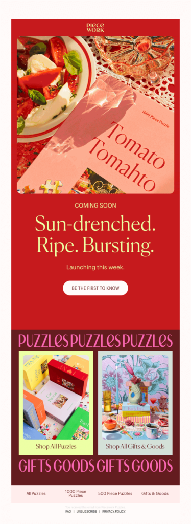 Email featuring a puzzle design that engages visitors with interactive elements.