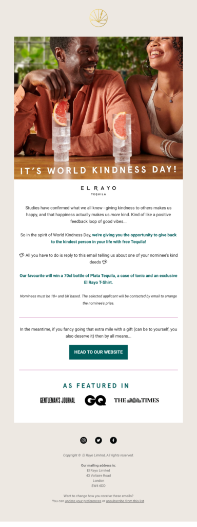 The email newsletter page from the new website, featuring a warm and inviting layout that emphasizes kindness in communication.