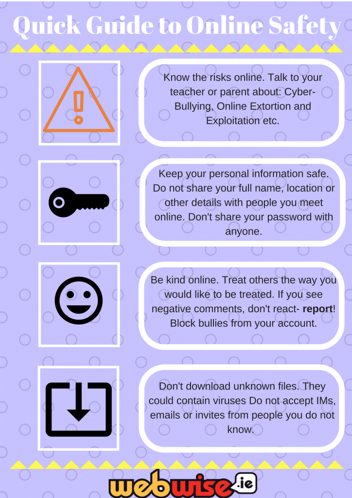 Infographic providing a quick guide to online safety tips and best practices for internet users.