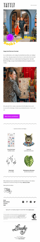 Email example showcases a sleek design