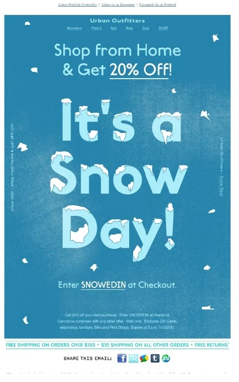 Cozy home shopping on a snow day with a 20% discount waiting for you!