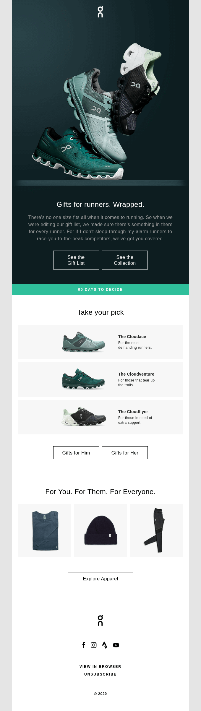 Website design showcasing a shoe store with tailored gift ideas prominently featured for customers.