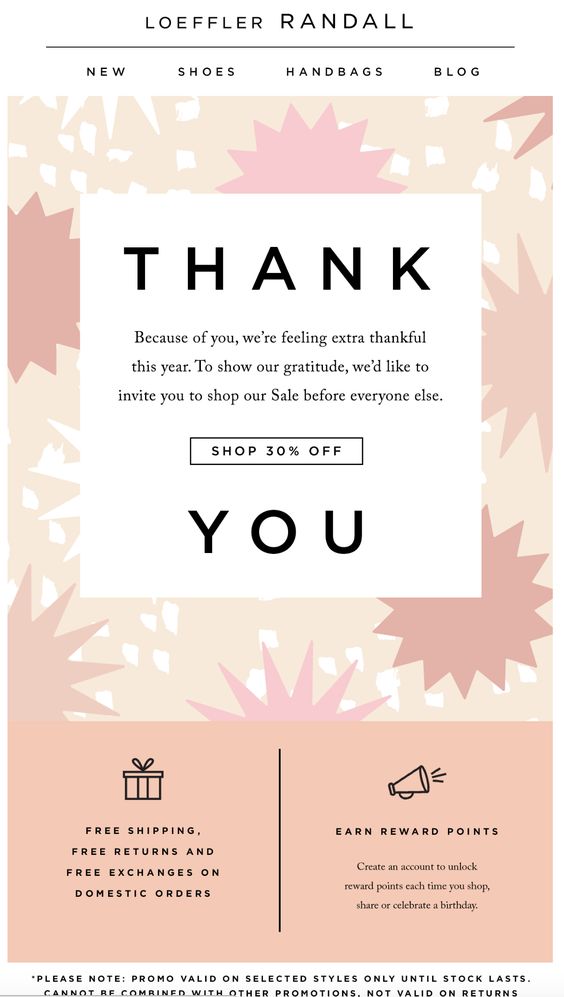 A clean thank you email template featuring a professional layout and space for personalized messages.