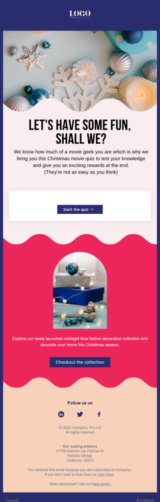 Email design featuring the phrase "let's have some fun" in celebration of Trivia Day.