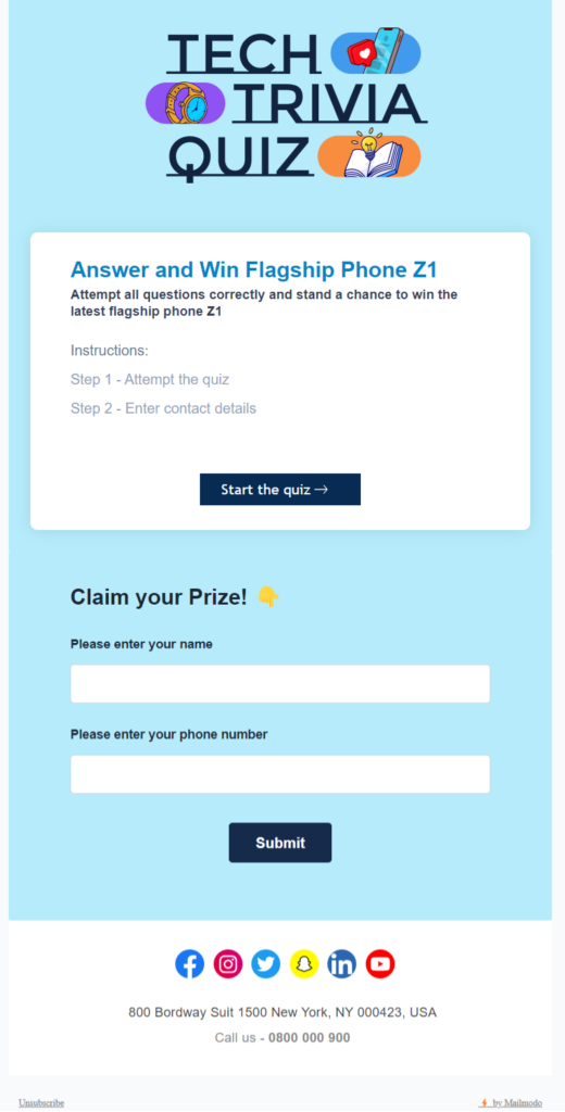 Tech trivia quiz screenshot highlighting questions related to technology, designed for Trivia Day engagement.