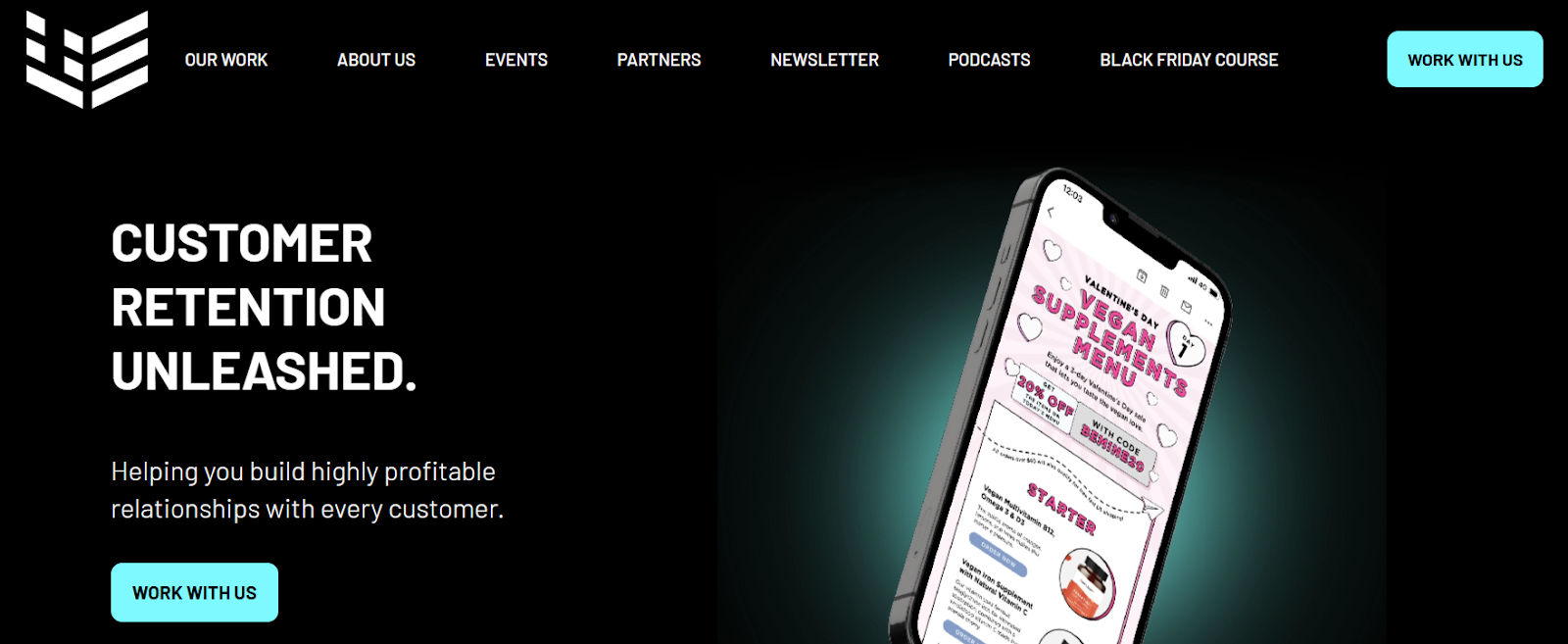 A visually appealing of Underground Ecom webste focused on enhancing customer retention strategies for businesses.