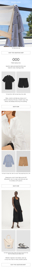 A screenshot of a clothing store's website showcasing various apparel and accessories available for purchase online.
