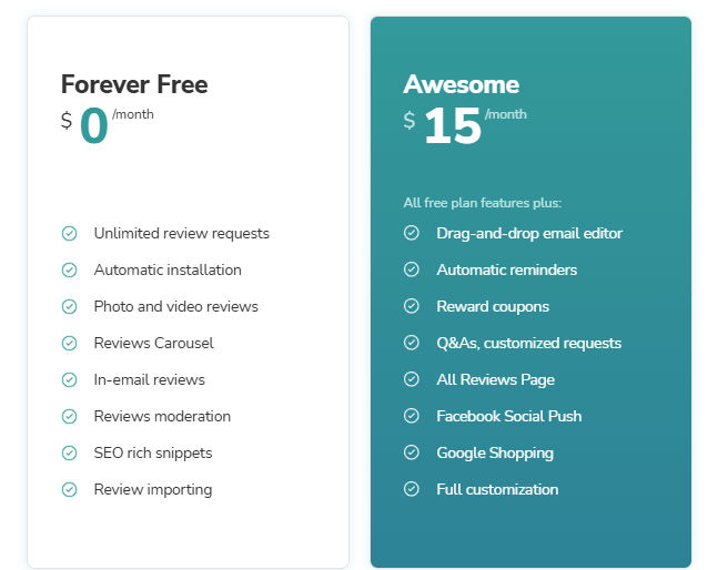 Judge.me offers: two types of pricing.