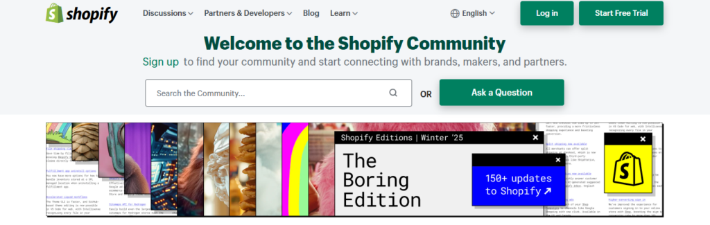 An engaging visual representation of the Shopify Community, highlighting collaboration and support among e-commerce entrepreneurs.