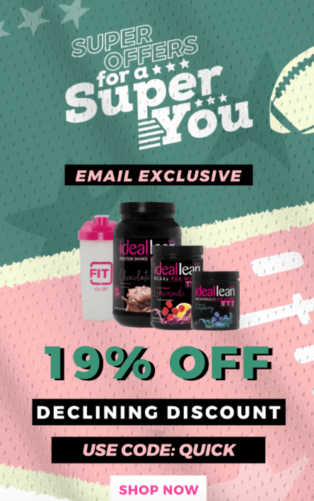Email offer showcasing exclusive deals on Super You supplements for the Super Bowl event.