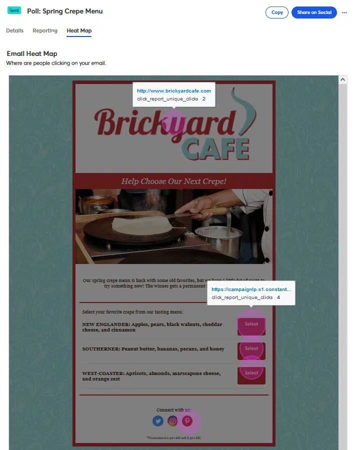 An image showing Brickyard Cafe's colorless heatmaps.