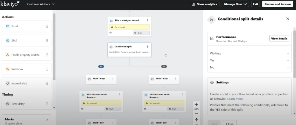 Screenshot of conditional split.