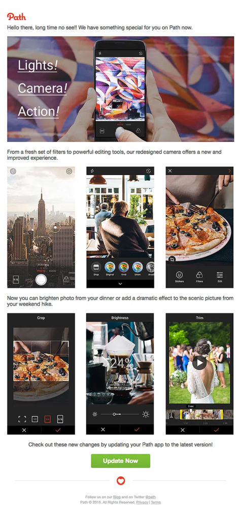 Email design displaying product suggestion emails for cross- and up-selling strategies in a mobile app context.