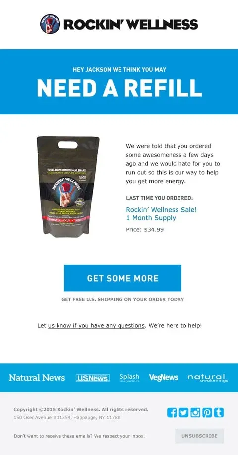 Example of using personalized CTA.