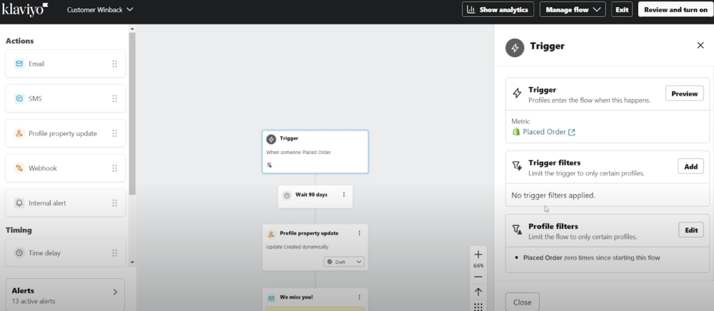 Screenshot of how to set the trigger.