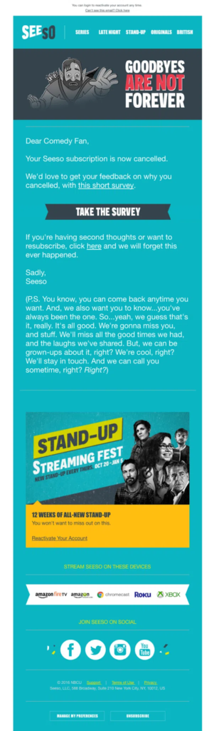 Email desiwith an unsubscribe message positioned at the bottom.
