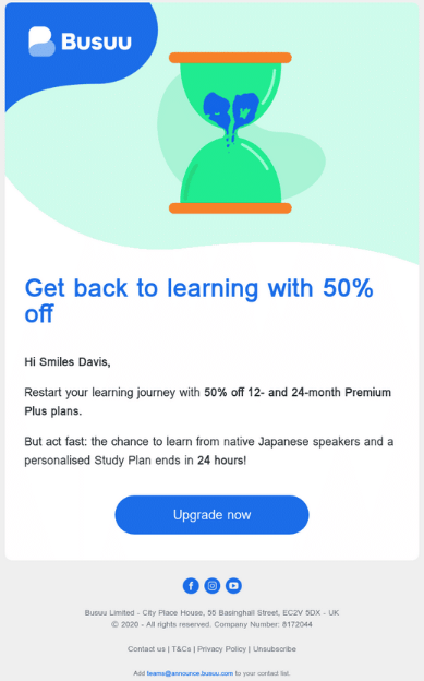 Busuu's winback email.