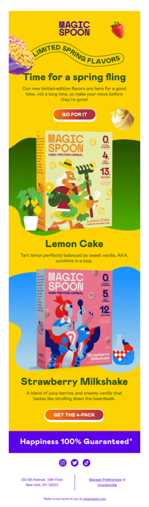 Email example for Cereal Day.