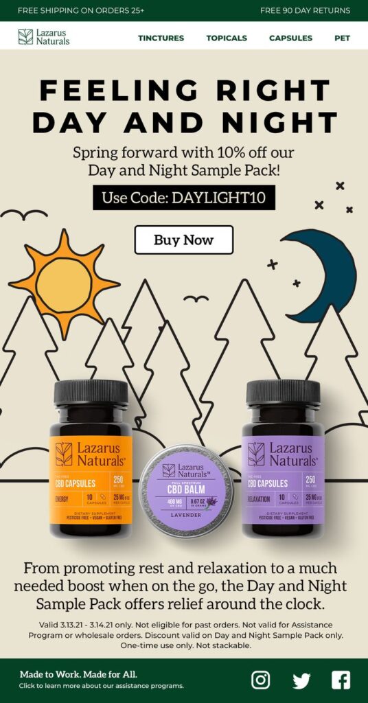 Email example for Daylight Savings Day.