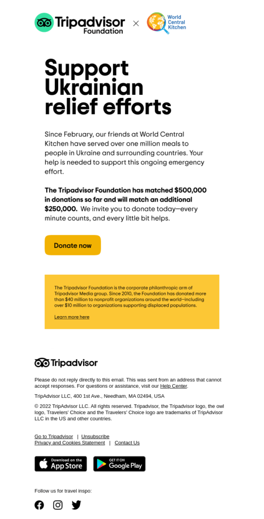 Example of Donate Option in Emails.
