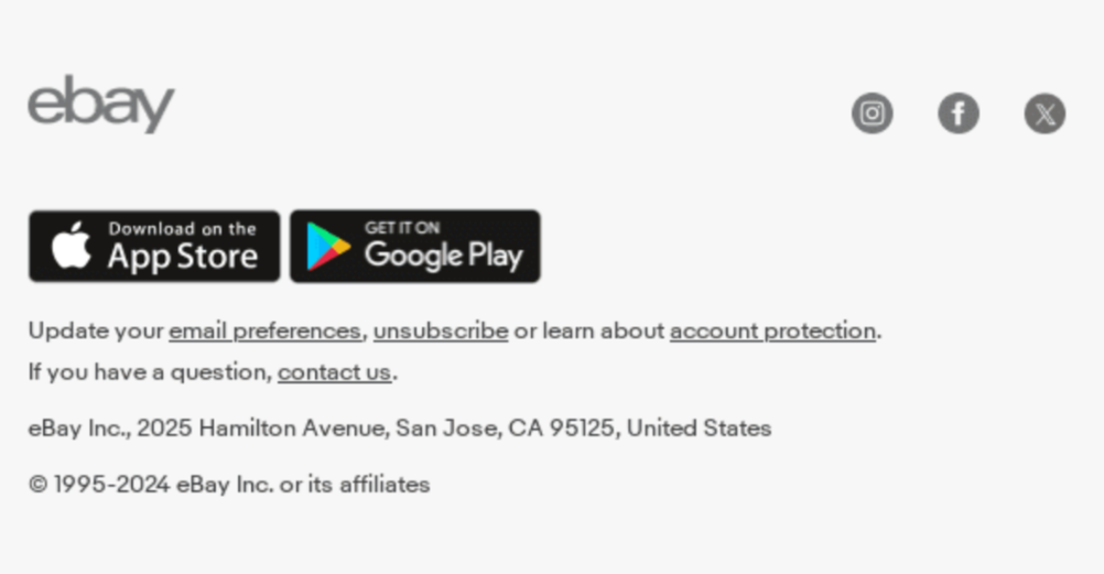 The email footer example from eBay.