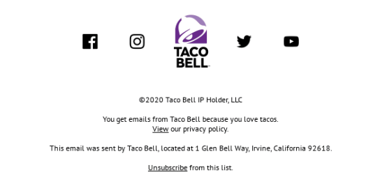 An example of email footer fonts and graphics