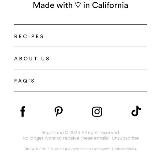 An example of email footer menus.