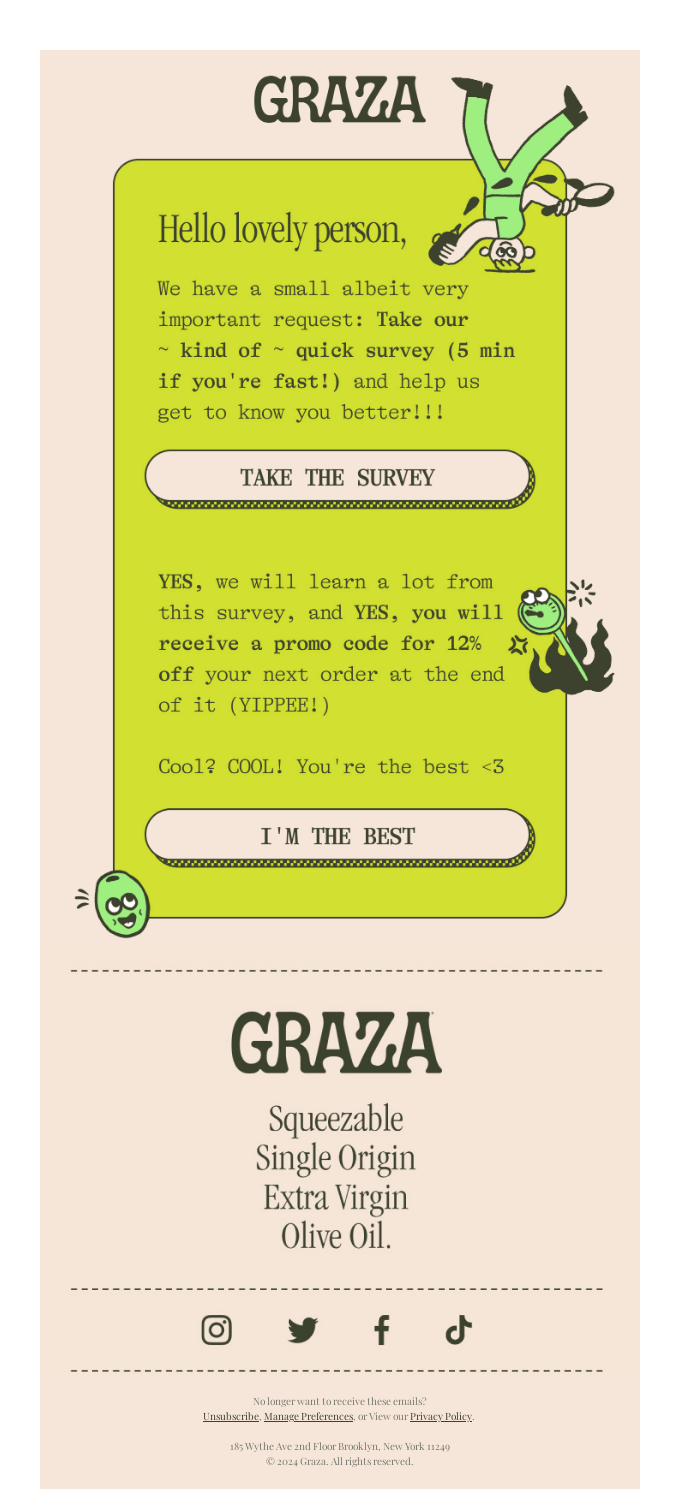 Example of feedback request post-purchase email.