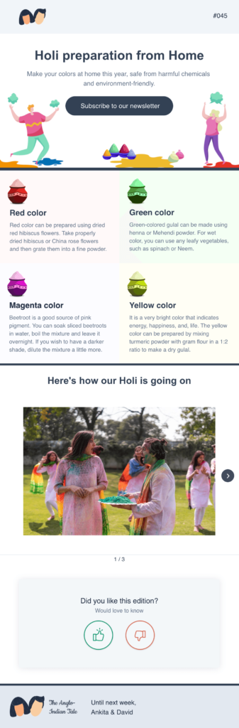 Email example for Holi.