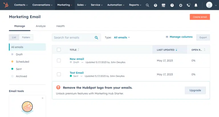 HubSpot - email marketing platform for nonprofits.