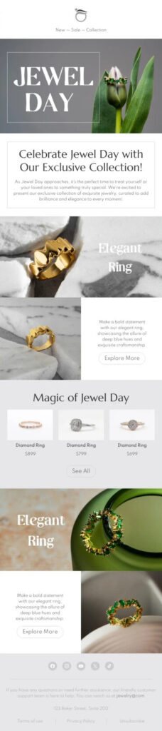 Email example for National Jewel Day.