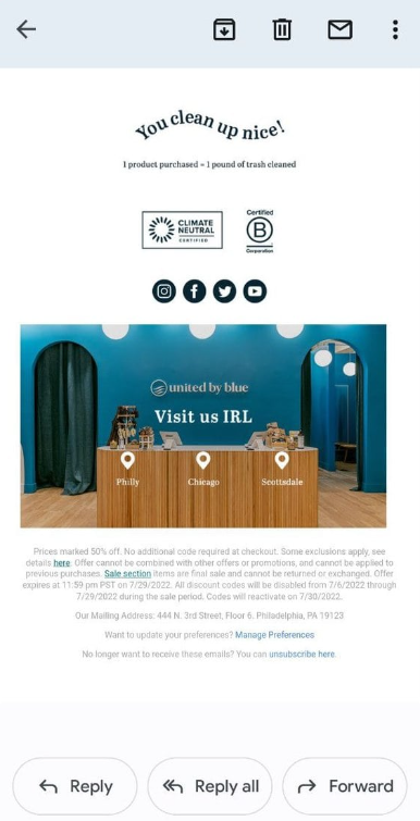 An example of mobile-friendly footer.