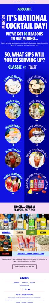 Email example for National Cocktail Day.