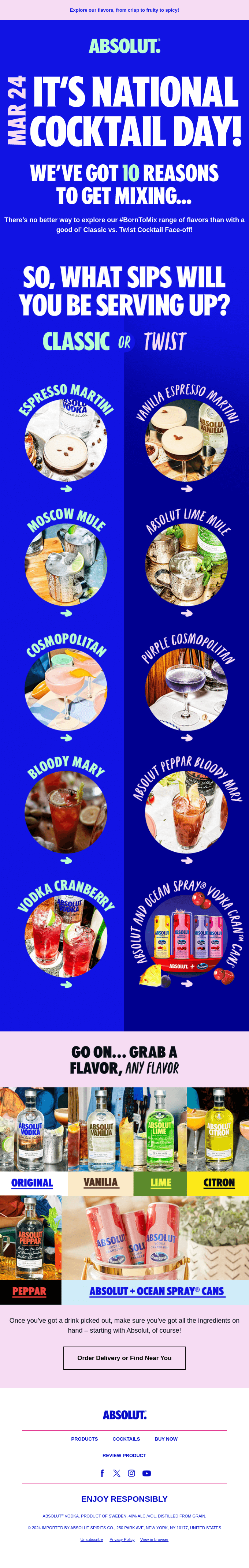 Email example for National Cocktail Day.