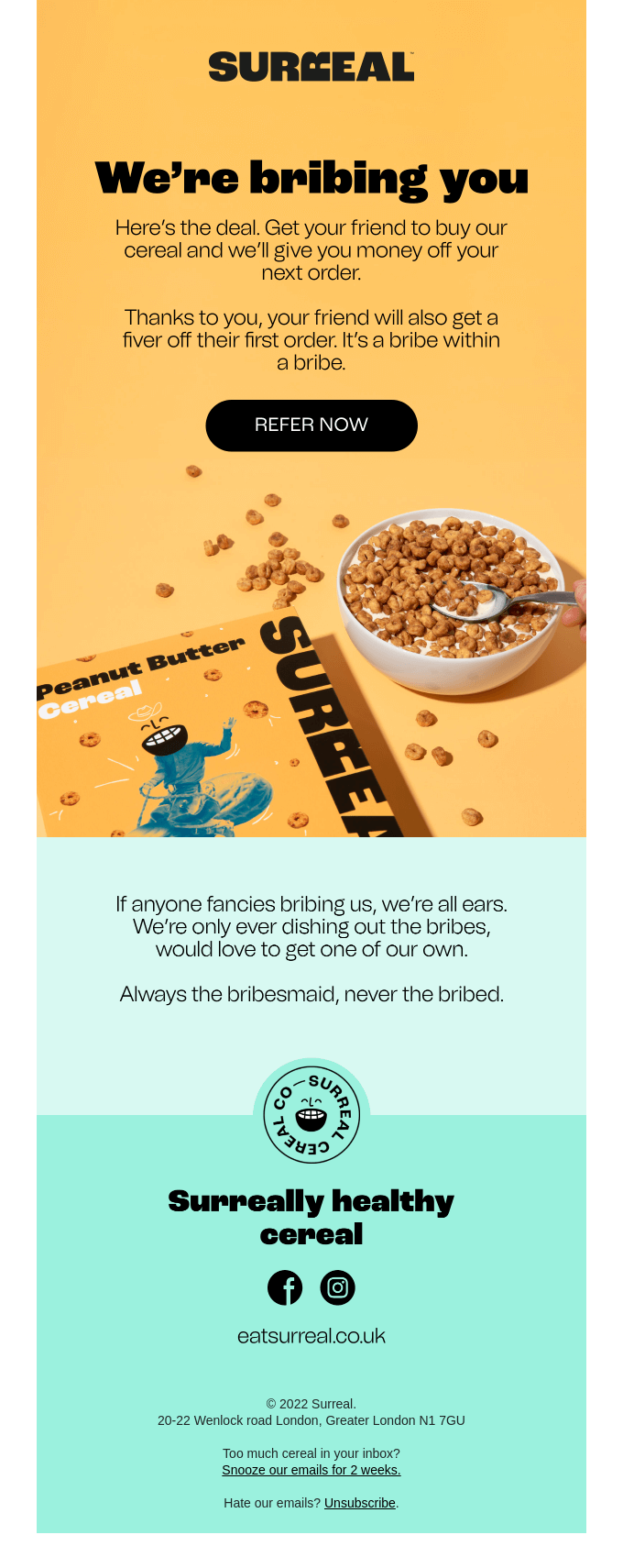 Example of referral campaign in post-purchase email.