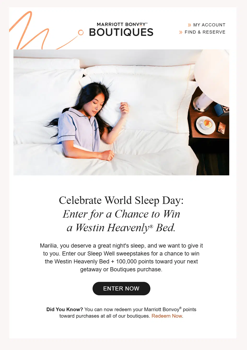 Email example for World Sleep Day.