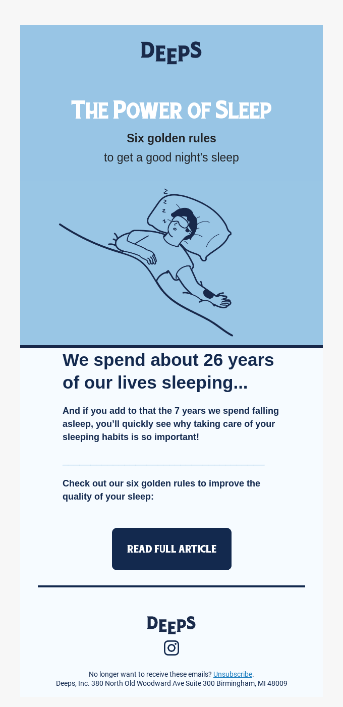 Email example for World Sleep Day.