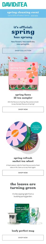 Email example for First day of Spring.