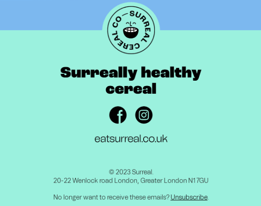 The email footer design example by Surreal.
