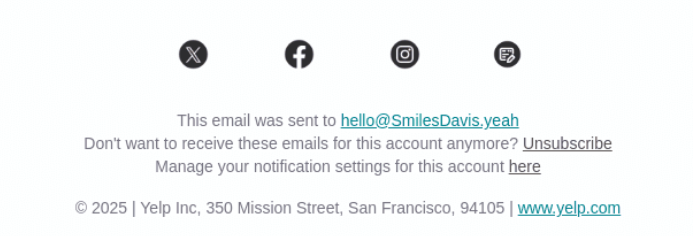 An example of unsubscribe link in the footer.