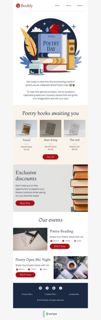 Email example for World Poetry Day.