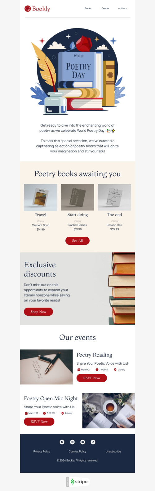 Email example for World Poetry Day.