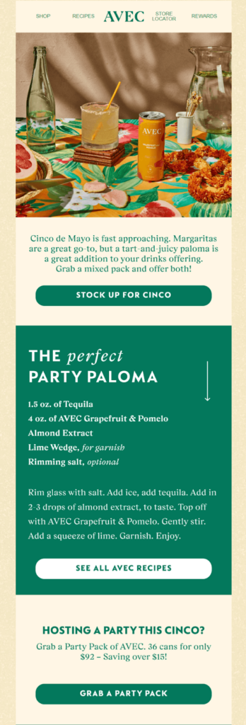 Cinco de Mayo Email example with Recipes.
