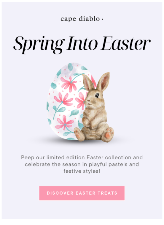 Limited Edition Easter email example from cape diablo.