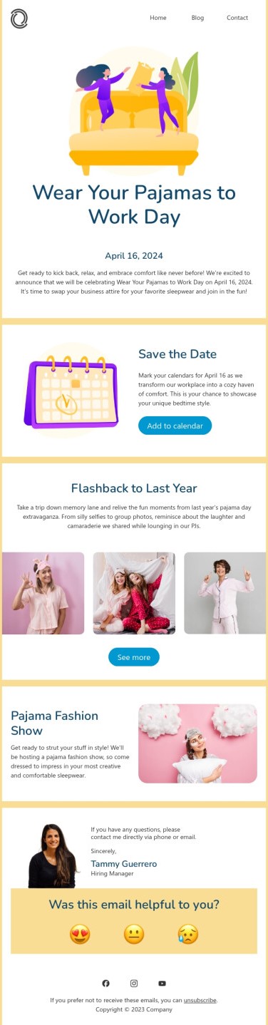 Pajama day email design.