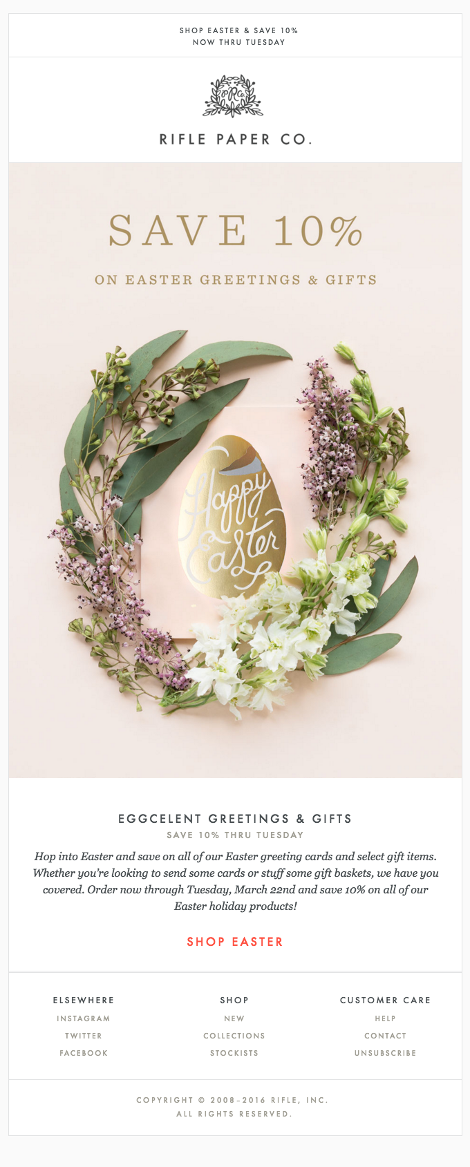 Rifle Paper Co. Easter email.