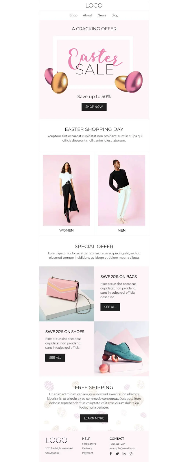 Special Easter Deals example from LOGO.
