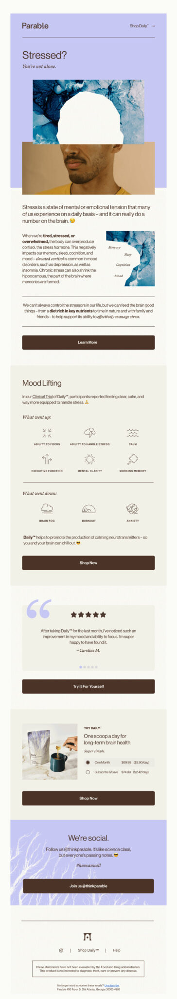 Stress Awareness Month email design.