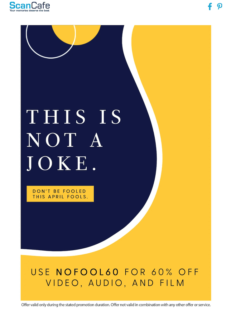 “This is Not a Joke” April Fool's email by Scan Cafe.