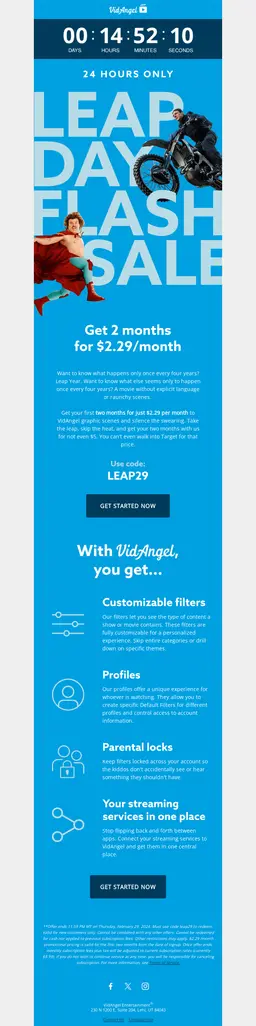 VidAngel countdown timer in email.